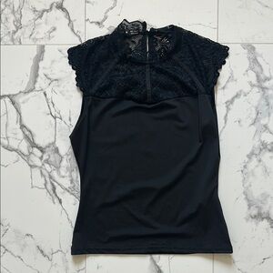 SHEIN Lace Mock Neck Tank Top